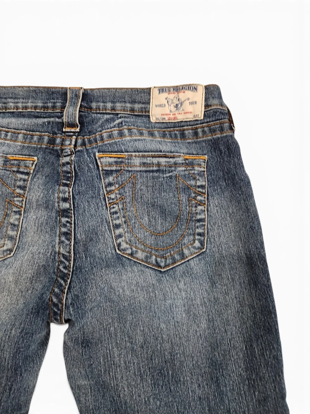 True Religion Y2K Trucker Men’s Straight Jeans in Faded Blue Wash